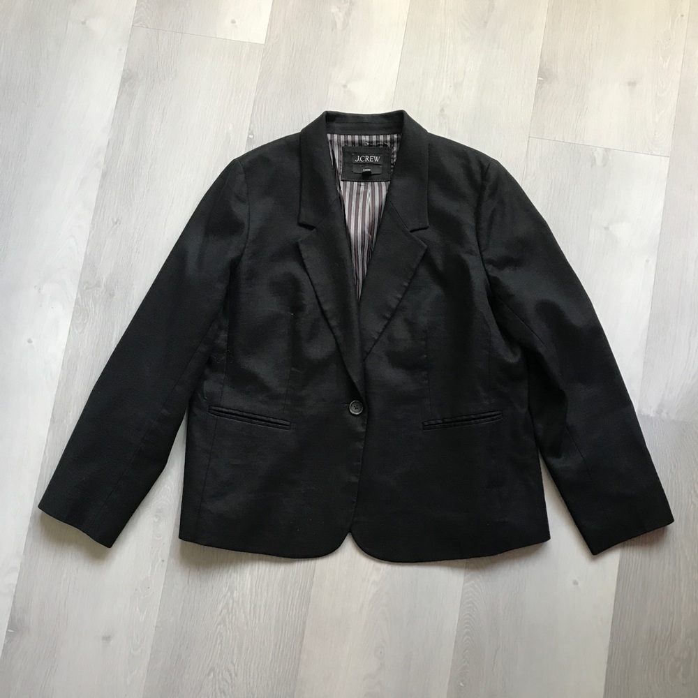 J CREW PARKE LINEN BLACK BLAZER JACKET WOMENS 18